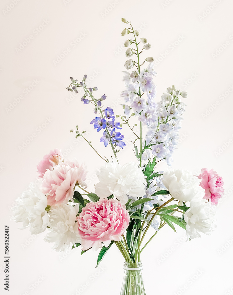 Peonies and Delphinium