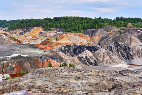 colorful industrial landscape - old kaolin quarry