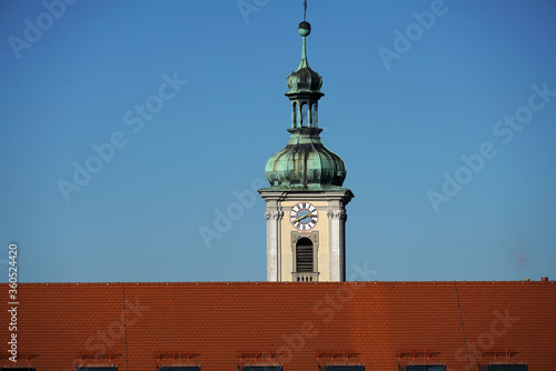 Bavarian old town with architecture of churches and towers