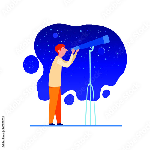person with a telescope. astronom