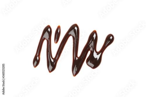 Tasty melted chocolate isolated on white background
