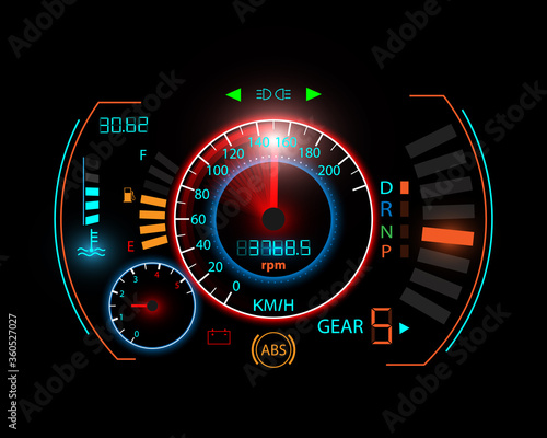 Speedometer movement background with speedometer