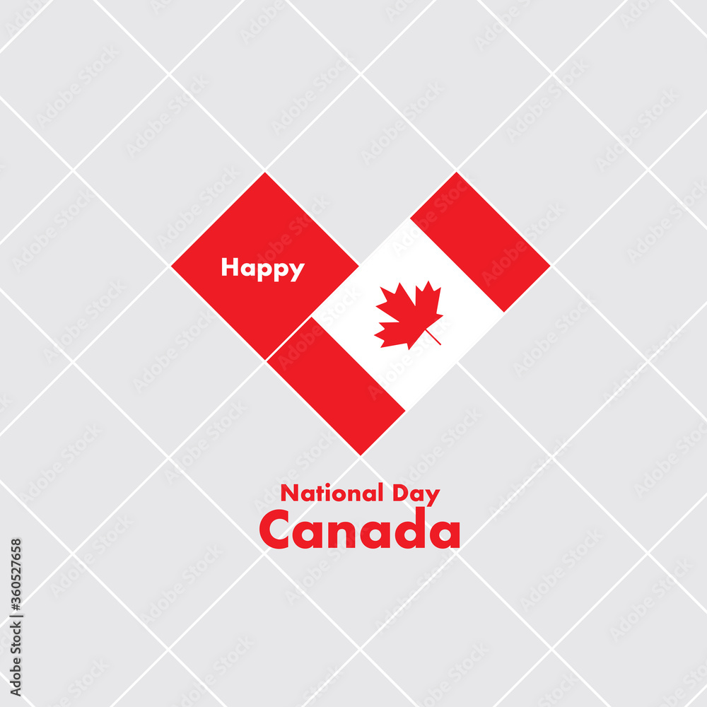 National Day Card Template with Heart Shaped Flag : Vector Illustration