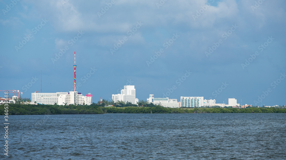 Magnificent views of the Bay of Cancun and the hotel area. An oasis for tourists Magnificent views of the Bay of Cancun and the hotel area. An oasis for tourists