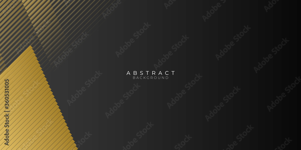 Plakat Black and gold abstract geometric frame background with golden lines stripes sparkle element