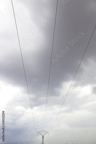 Electric cables and sky