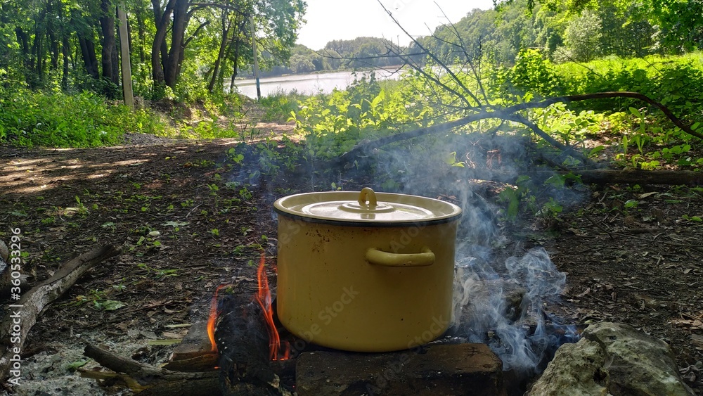 cooking in the forest in Russia cooking in the forest in Russia
