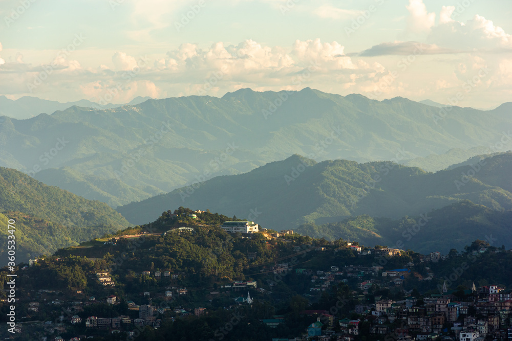 View of the hills around the city of Aizawl in Mizoram in Northeast India.