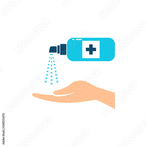 A hand with a sanitilizer vector