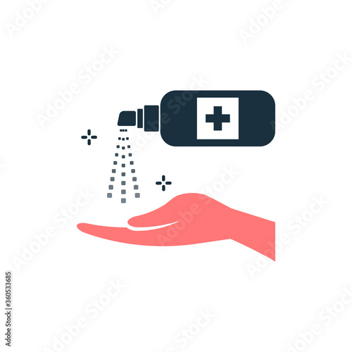 A hand with a sanitilizer vector