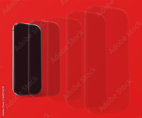 smart phone and mobile phone. isolated mobile phone vector against red background. Modern design