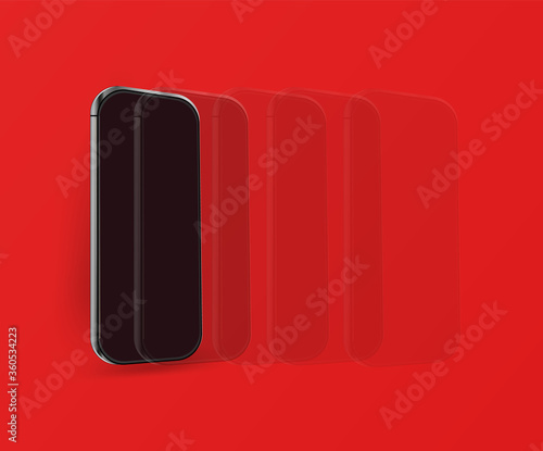 smart phone and mobile phone. isolated mobile phone vector against red background. Modern design