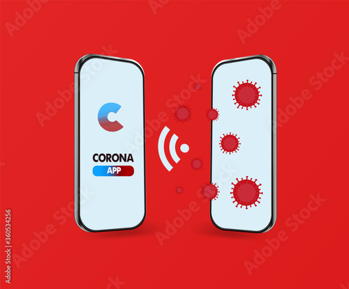corona app. Corona warn app . Corona-Warn-App. mobile phone application for covid virus . phone interaction
