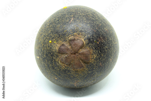 Tropical mangosteen on white background.