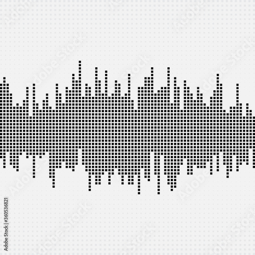 Music halftone waveform background. Audio equalizer technology. Vector and illustration.