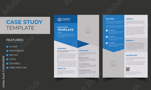 Case Study Template. Corporate Modern Business Double Side Flyer and Poster Template. Colorful booklet design.