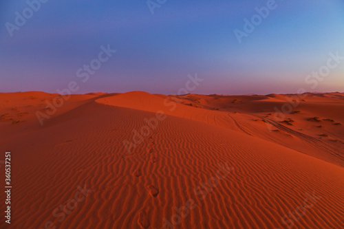 Sunrise in the Sahara desert  Morocco.