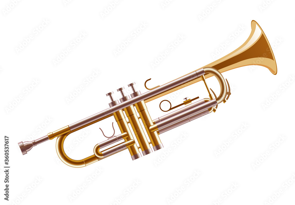 Trumpet isolated on white. High quality details. Vector illustration. Trumpet isolated on white. High quality details. Vector illustration.