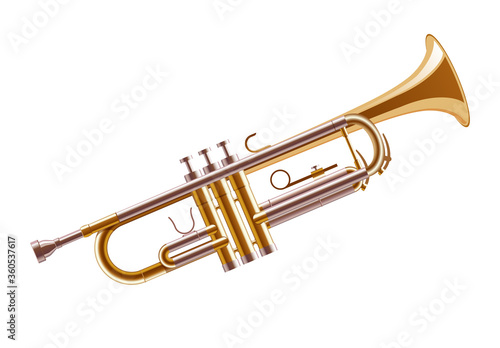 Trumpet isolated on white. High quality details. Vector illustration.
