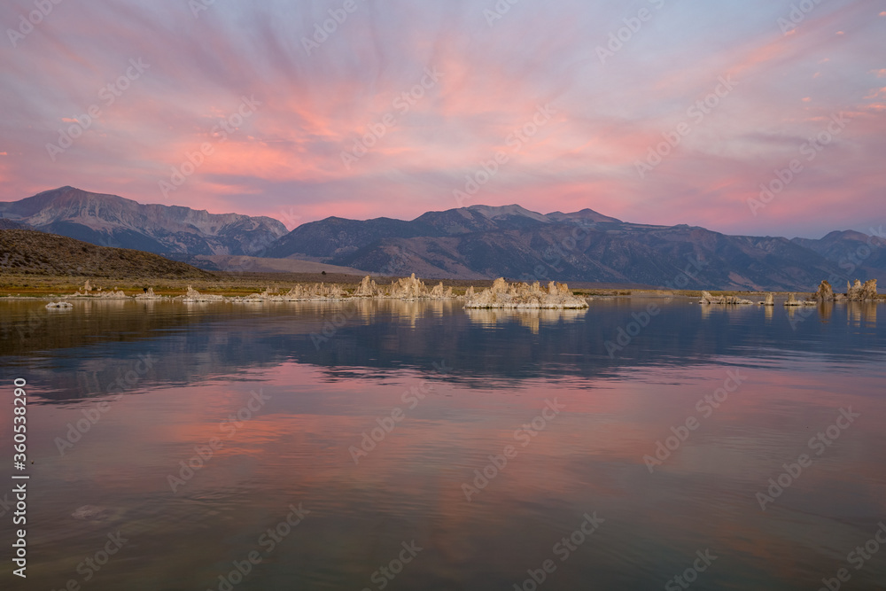 pink sunrise at Mono Lake, CA
