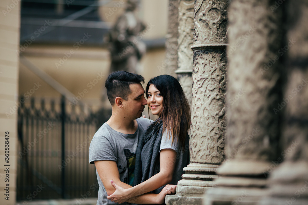 Couple have fun in the city. lviv