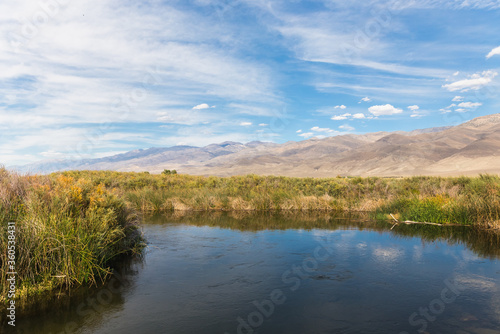 autumn landscape with Owens River in California