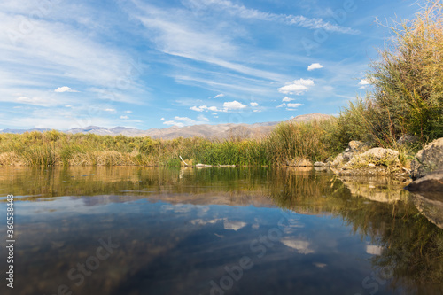 autumn landscape with Owens River in California
