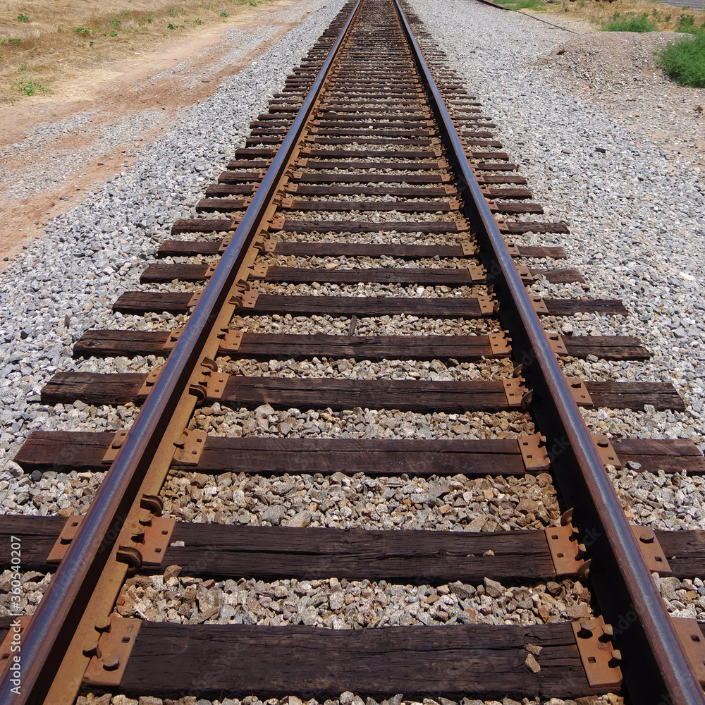 Perspective view of some straight railroad tracks Perspective view of some straight railroad tracks