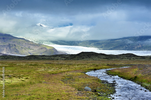 river and glacier, national park Vatnajokull