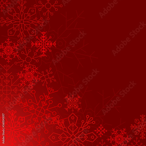 Christmas background with snowflakes. Red color. Vector illustration. 
