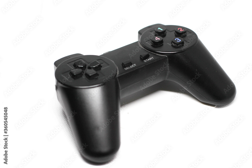Isolated black game controller. Isolated black game controller.