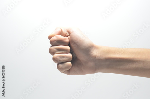 fist hand gesture on white isolated background photo