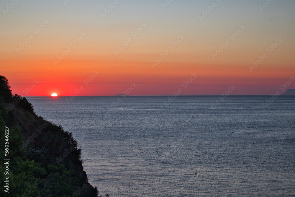 Wonderful sunset on the Tyrrhenian sea.