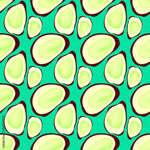 Ostreidae pattern, seamless pattern on green background.