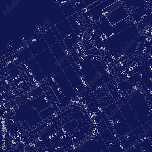 Architectural project. Detailed architectural floor plan. Blueprint vector background. Modern design.