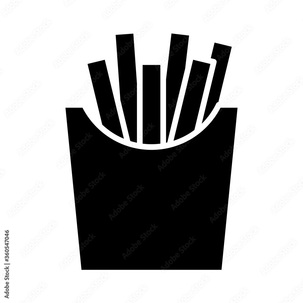 delicious french fries fast food silhouette style