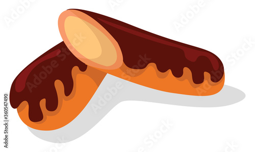 Eclair food, illustration, vector on white background