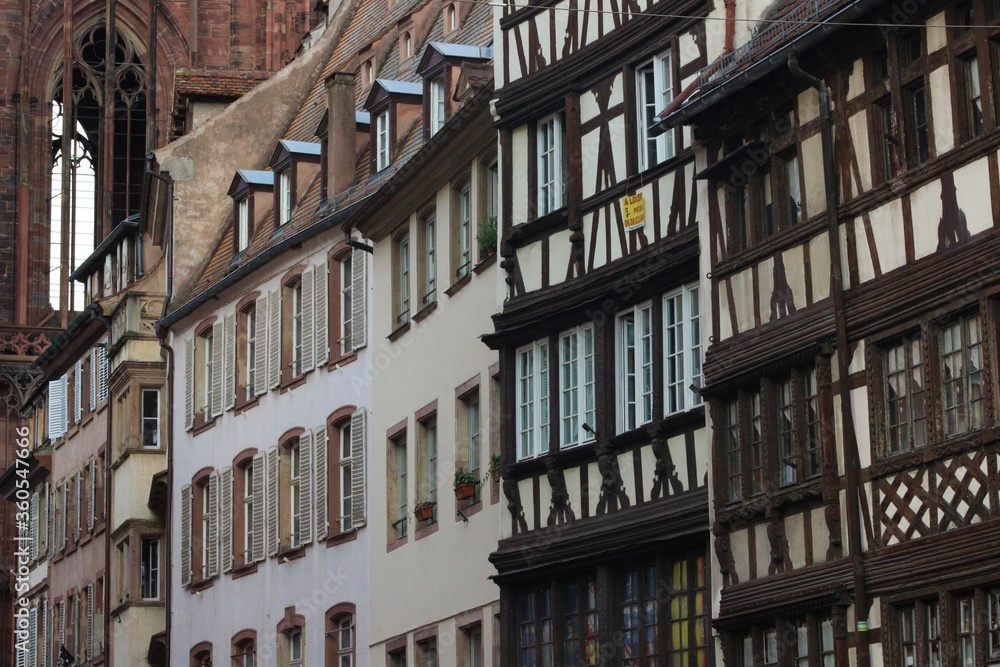 Houses and Cathedral of  Strasbourg France
