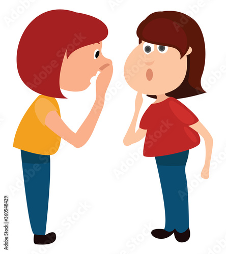Girls gossip, illustration, vector on white background