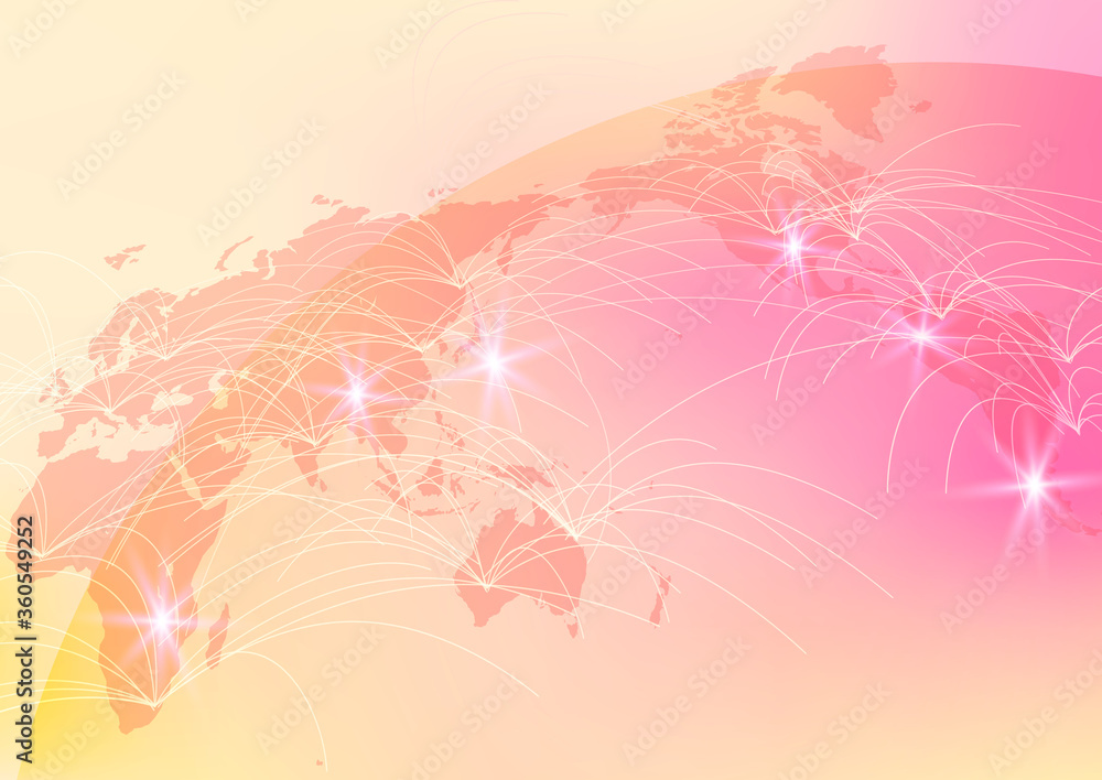 ピンク色のグローバルネットワークサイバーコミュニケーションITイメージ背景