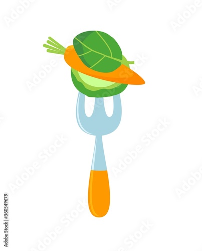 Fork with salad on it. Healthy dinner.