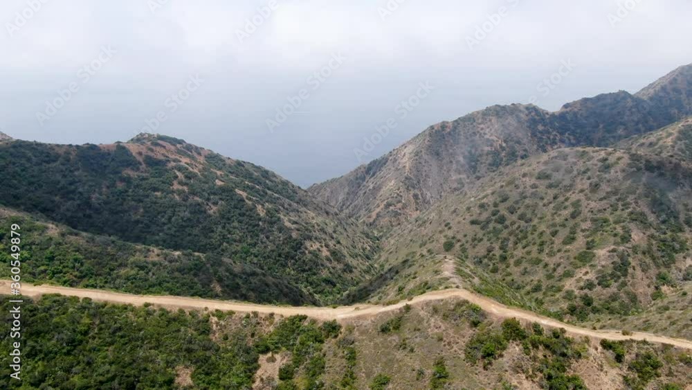 Aerial view of hiking trails on the top of Santa Catalina Island mountains. California, USA Aerial view of hiking trails on the top of Santa Catalina Island mountains. California, USA