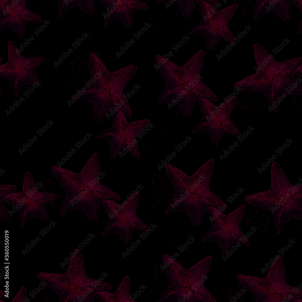 Obraz premium Aquarelle painting of starfish sketch art pattern illustration