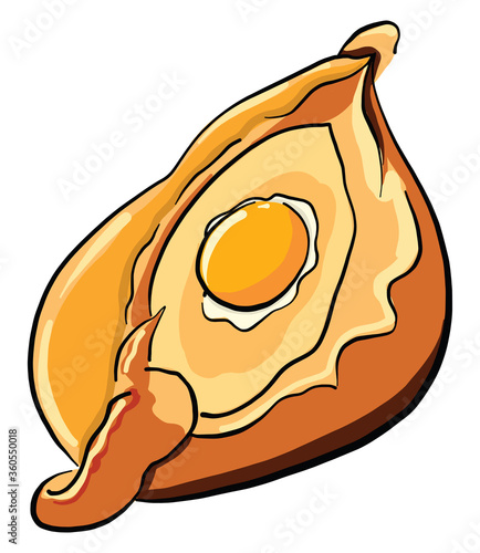 Khachapuri Ajarian, illustration, vector on white background