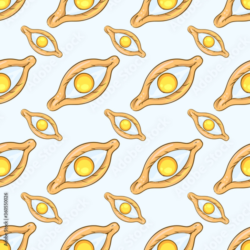 Khachapuri pattern, seamless pattern on bright background.