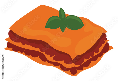 Lasagne food, illustration, vector on white background