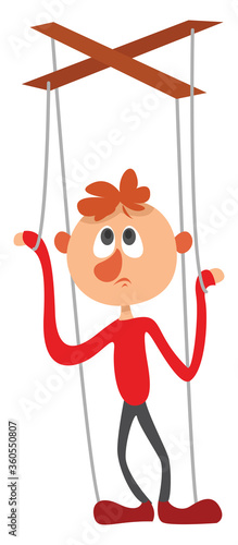 Marionette on ropes, illustration, vector on white background