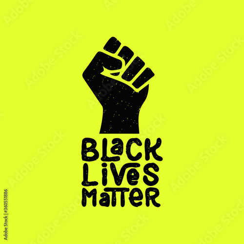 Black Lives Matter. Protest Banner about Human Right of Black People in US. America. Vector Illustration.