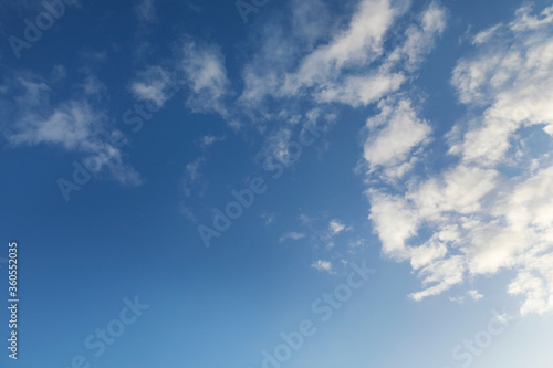 Blue sky with gradient and clouds on right corner