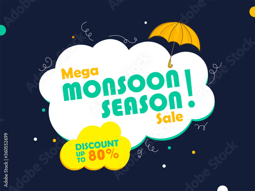 Creative cloudy monsoon season mega sale with heavy discount sale.